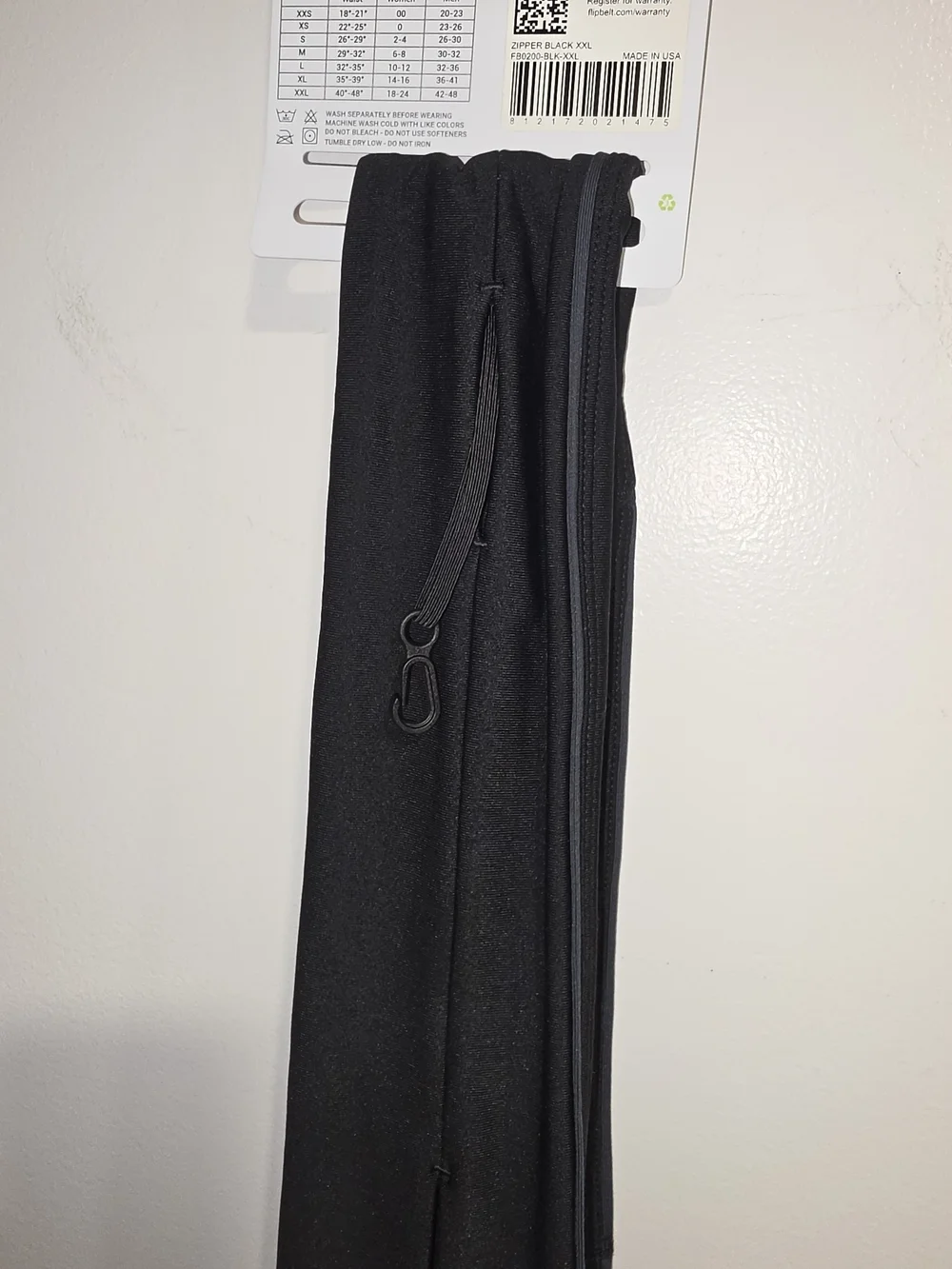 NWT FlipBelt Zipper Edition Running Active Waist Belt - Black (XXL)